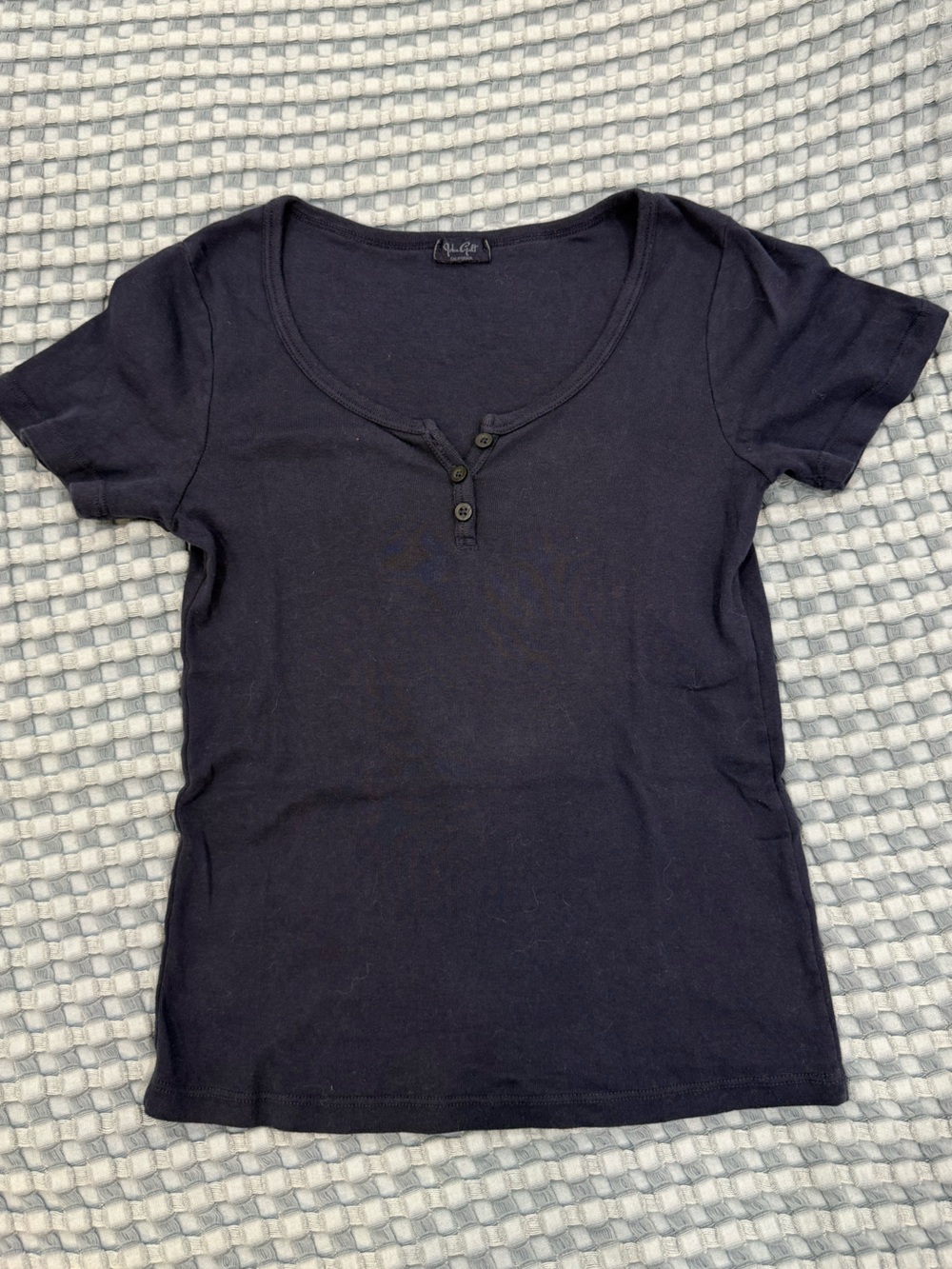 John Galt Navy Short-Sleeve Henley Top
